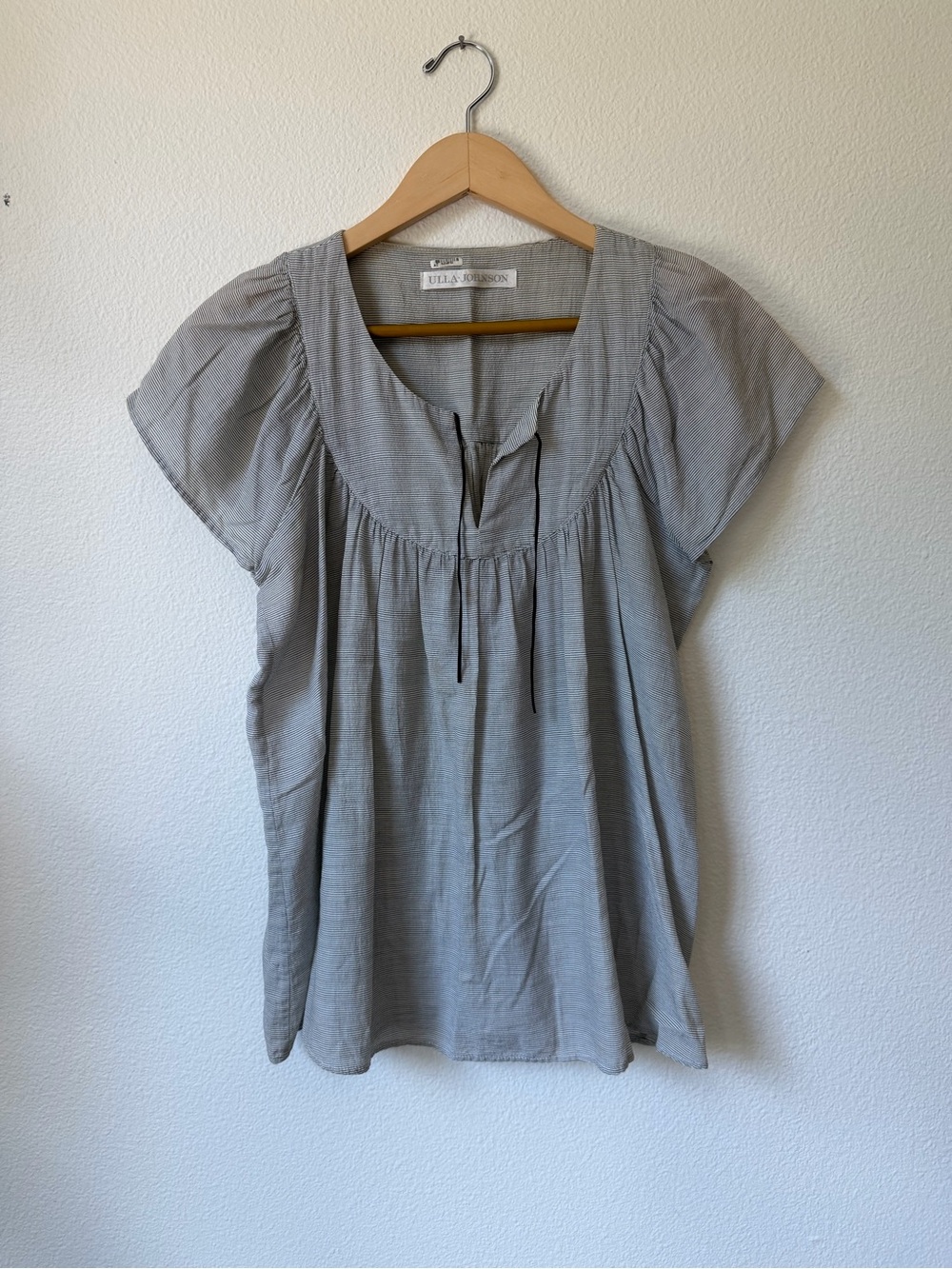 Ulla Johnson Gray Scoop-Neck Peasant Blouse